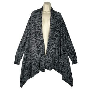 Autumn Cashmere 100% Cashmere Leopard Print Open Front Cardigan Waterfall Medium